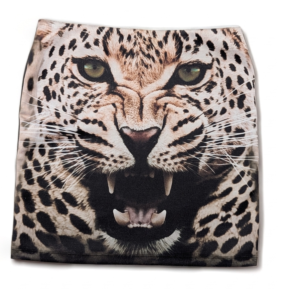 Express Leopard Face Mini Skirt Statement Animal … - image 1